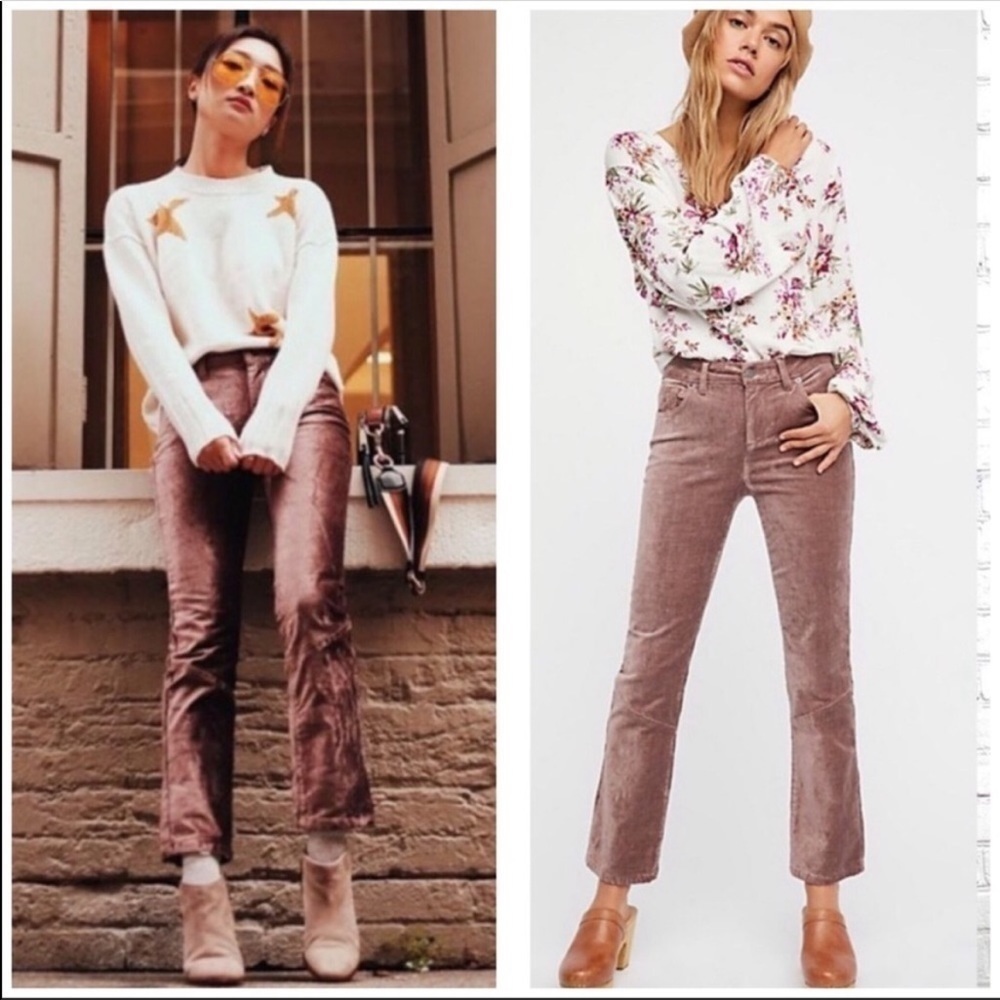NWT Free‎ People Velvet Crop Pants Taupe Size 26